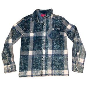 Butter Super Soft Plaid Button Down Shirt Blue White Chest Pocket Medium 8 Kids